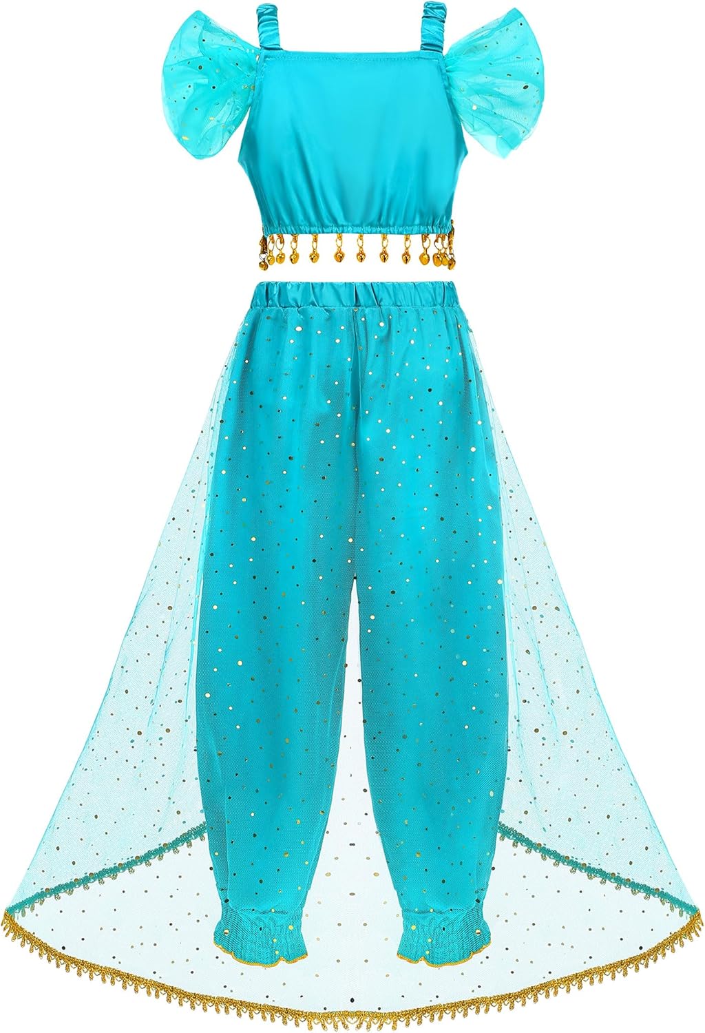 Shining Arabian Princess Costume For Girls Party Time in Brightest Blue