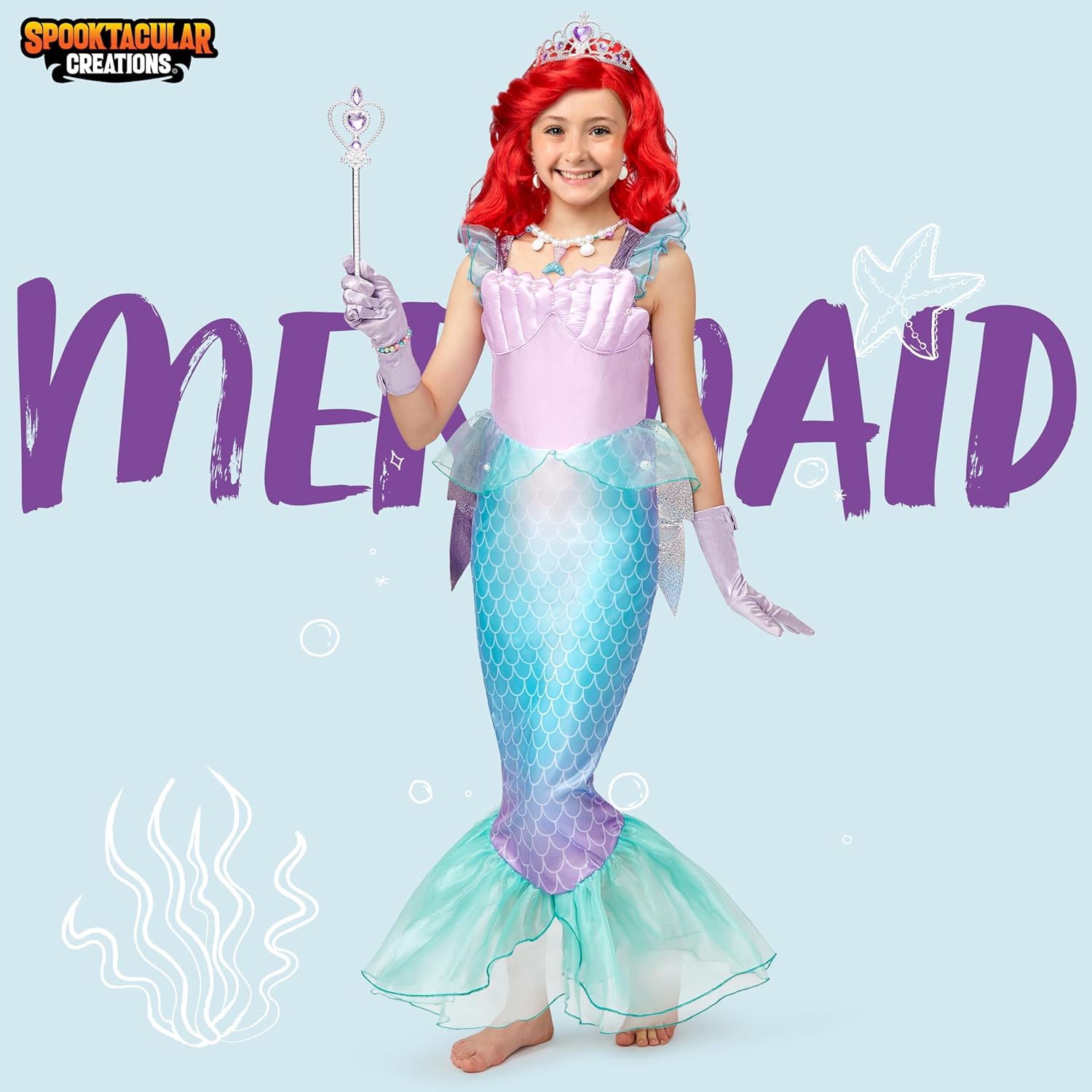 Halloween Mermaid Princess Costume for Girls 4-6