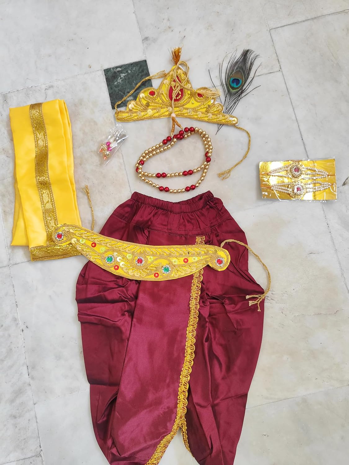 Lord Krishna Costume for Boys - Silk Dress