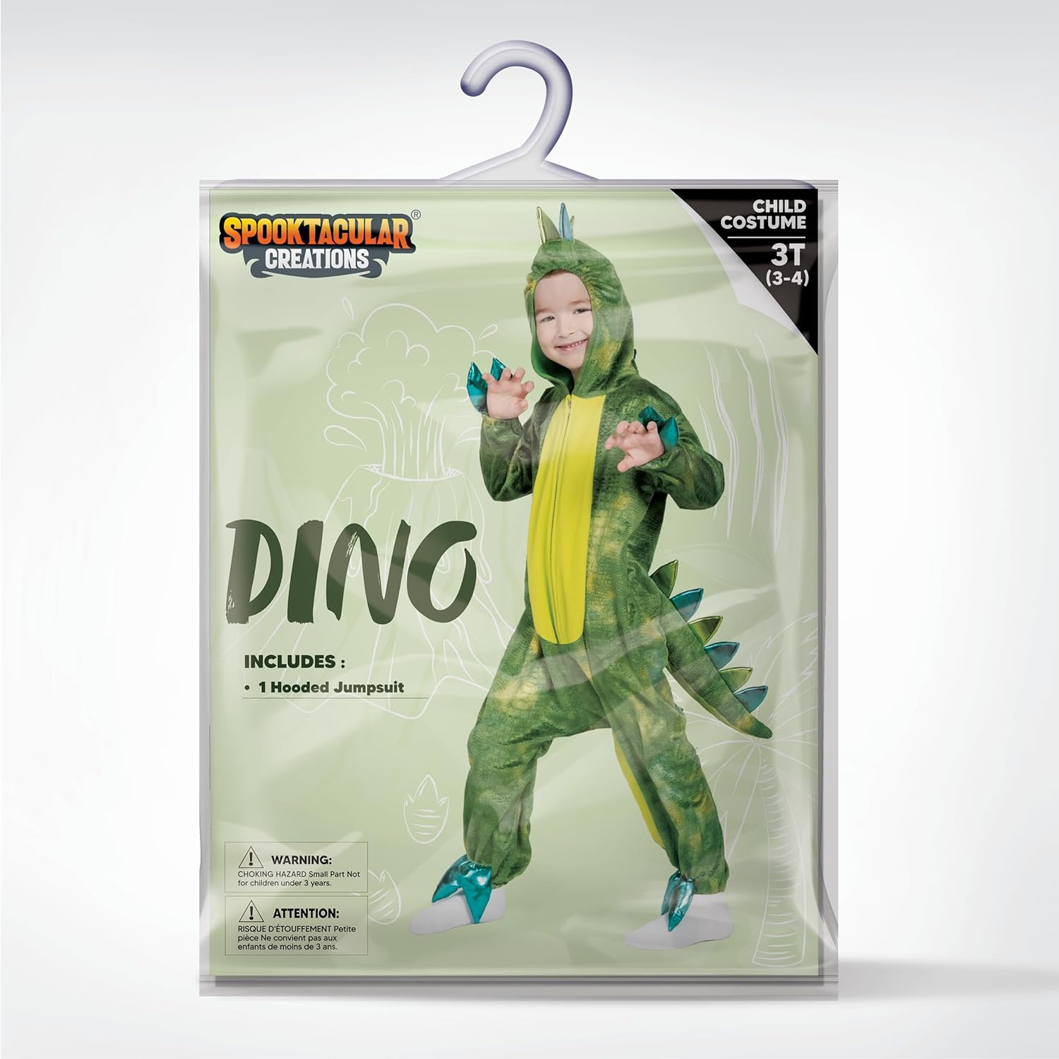 Spooktacular Creations Halloween Jumpsuit for Kids - Shining T-Rex