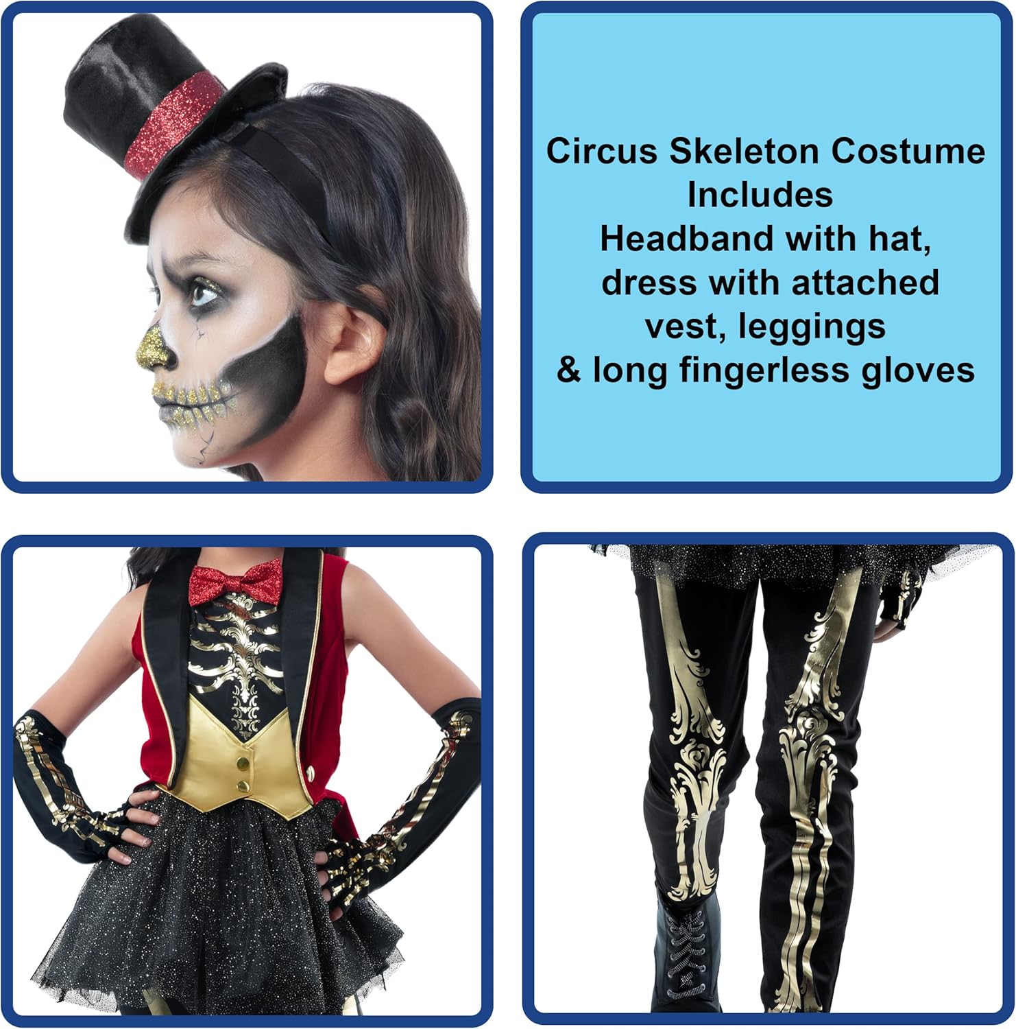 Rubies Girls Forum Circus Skeleton Costume Dress Halloween Party Must-Have