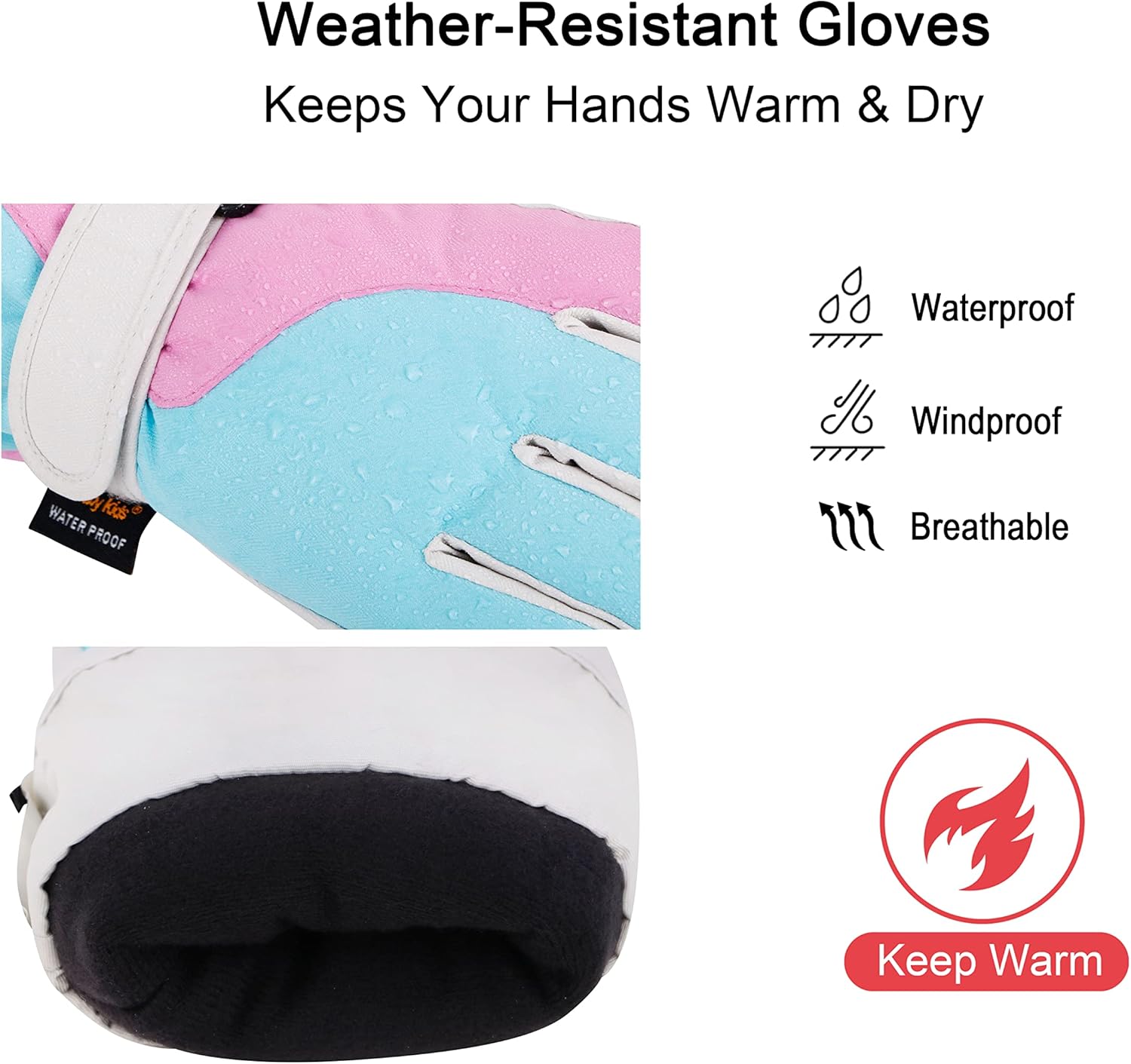 Stay Warm in the Snow - Kids Cotton Gloves Waterproof Water repellent