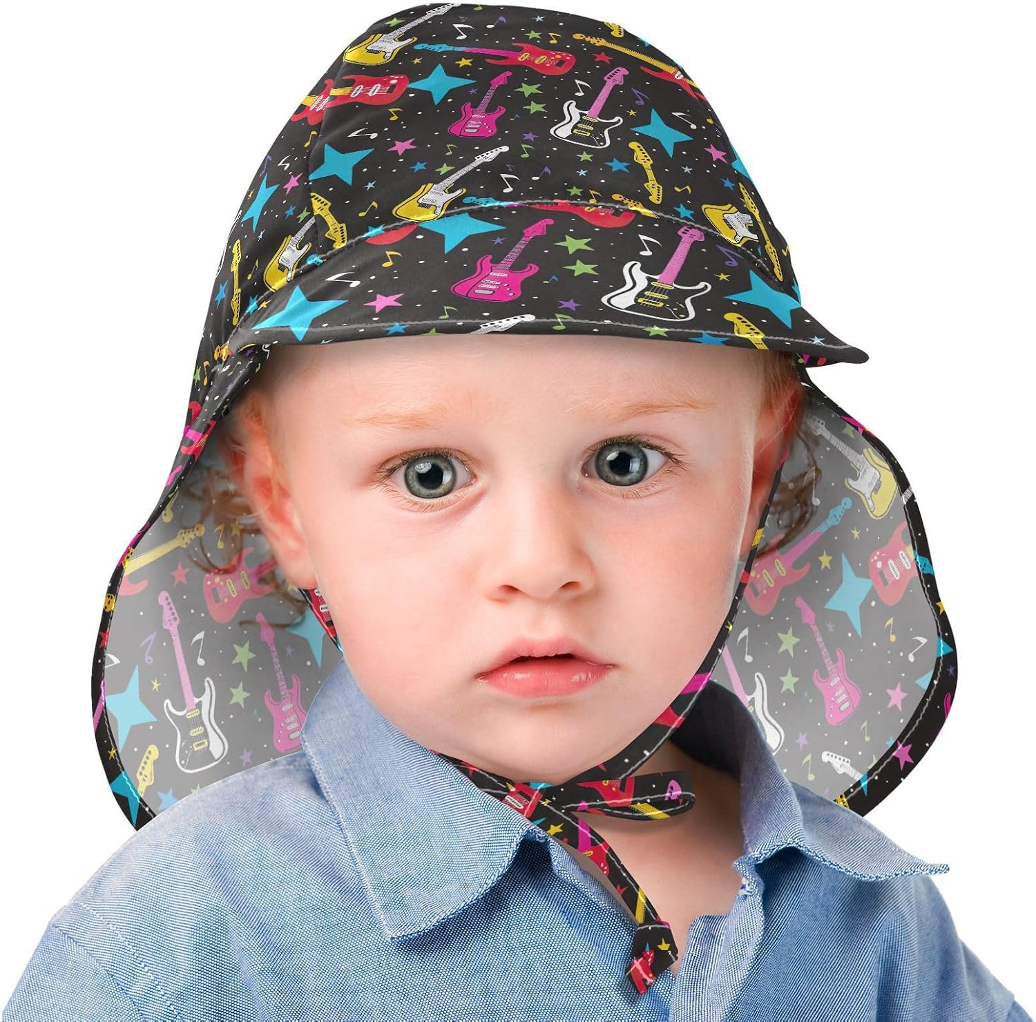 AMmao Colorful Guitar Stars Toddler Beach Sun Hat