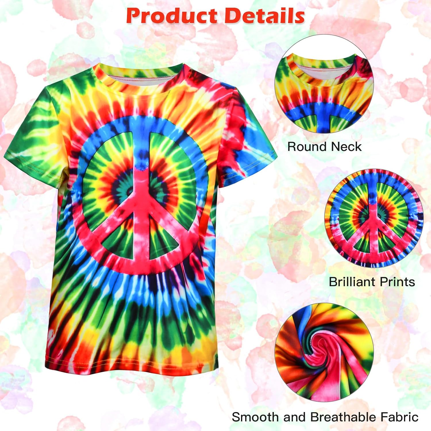 Stylish 4-Piece 60s-70s Hippie Costume Set for Boys