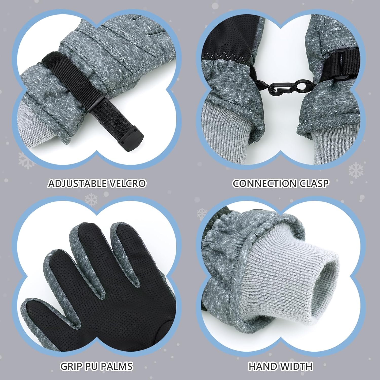 Duoyeree Kids Waterproof Ski Gloves