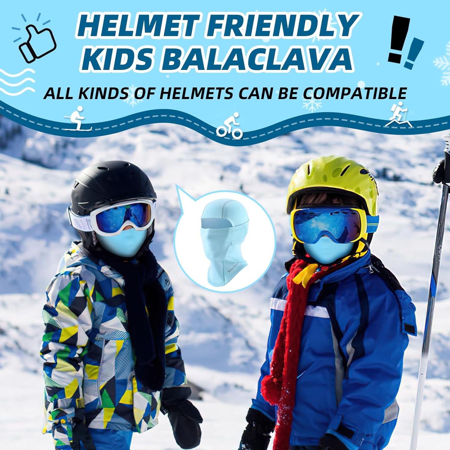 ICOCOPRO Kids Windproof Thermal Face Mask - Balaclava for Skiing More