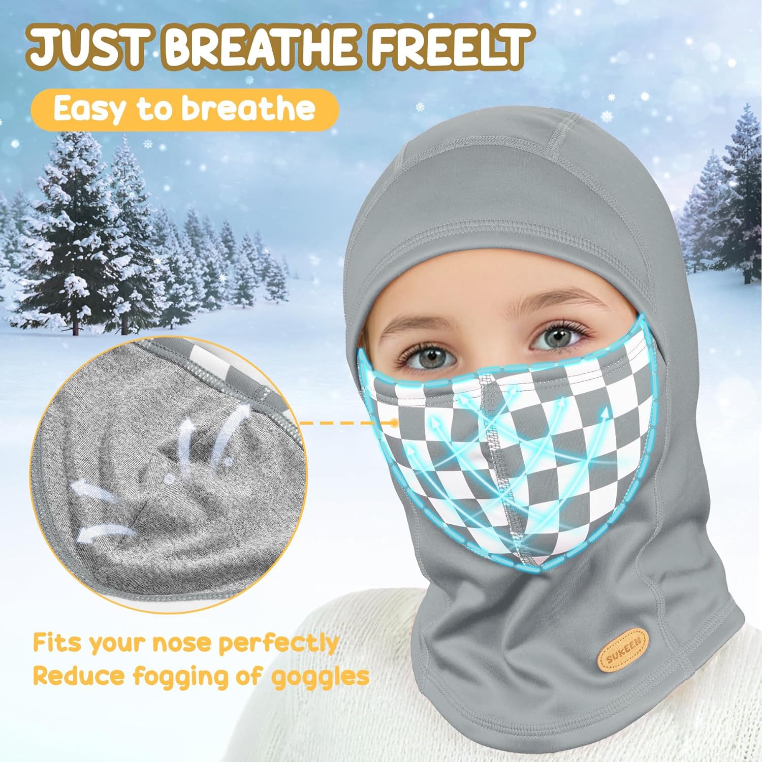 Warm Balaclava Ski Mask with Neck Gaiters for Kids - Best Winter Protection