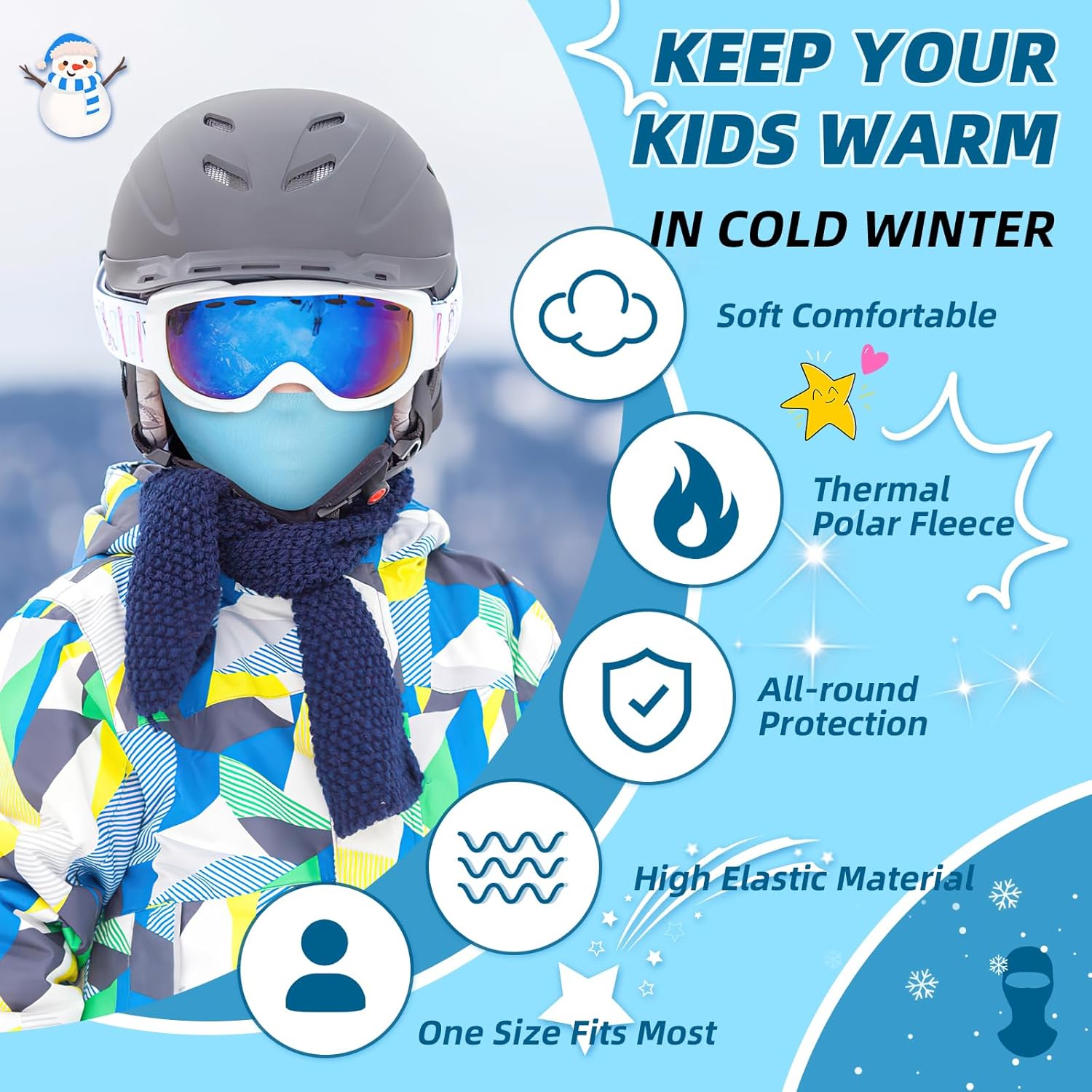 ICOCOPRO Kids Windproof Thermal Face Mask - Balaclava for Skiing More