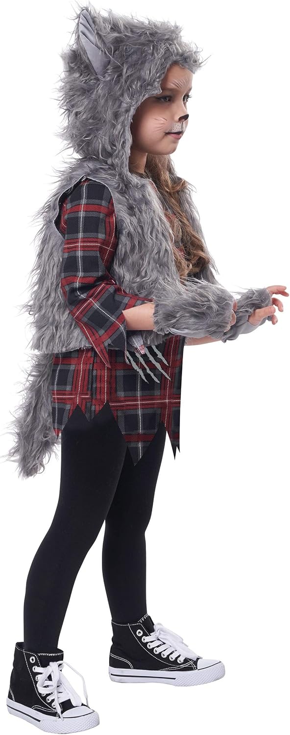 Soft warm stylish Wee-Wolf costume for girls