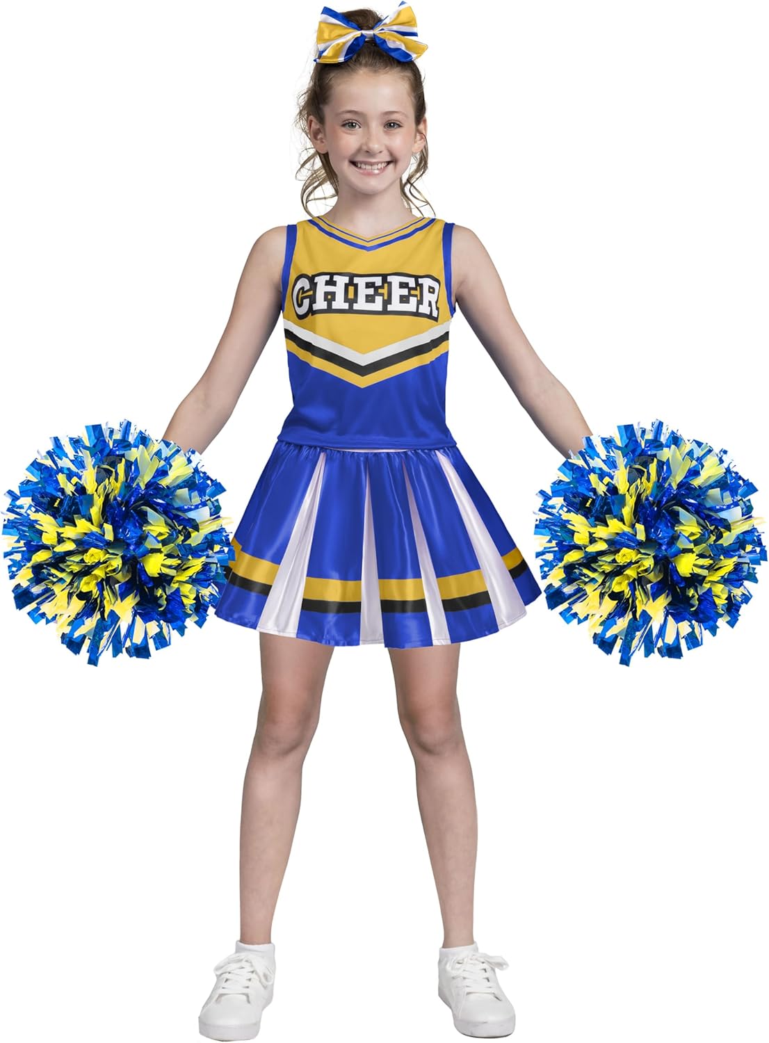 Girls Cheerleader Costume Set with Accessories for Halloween