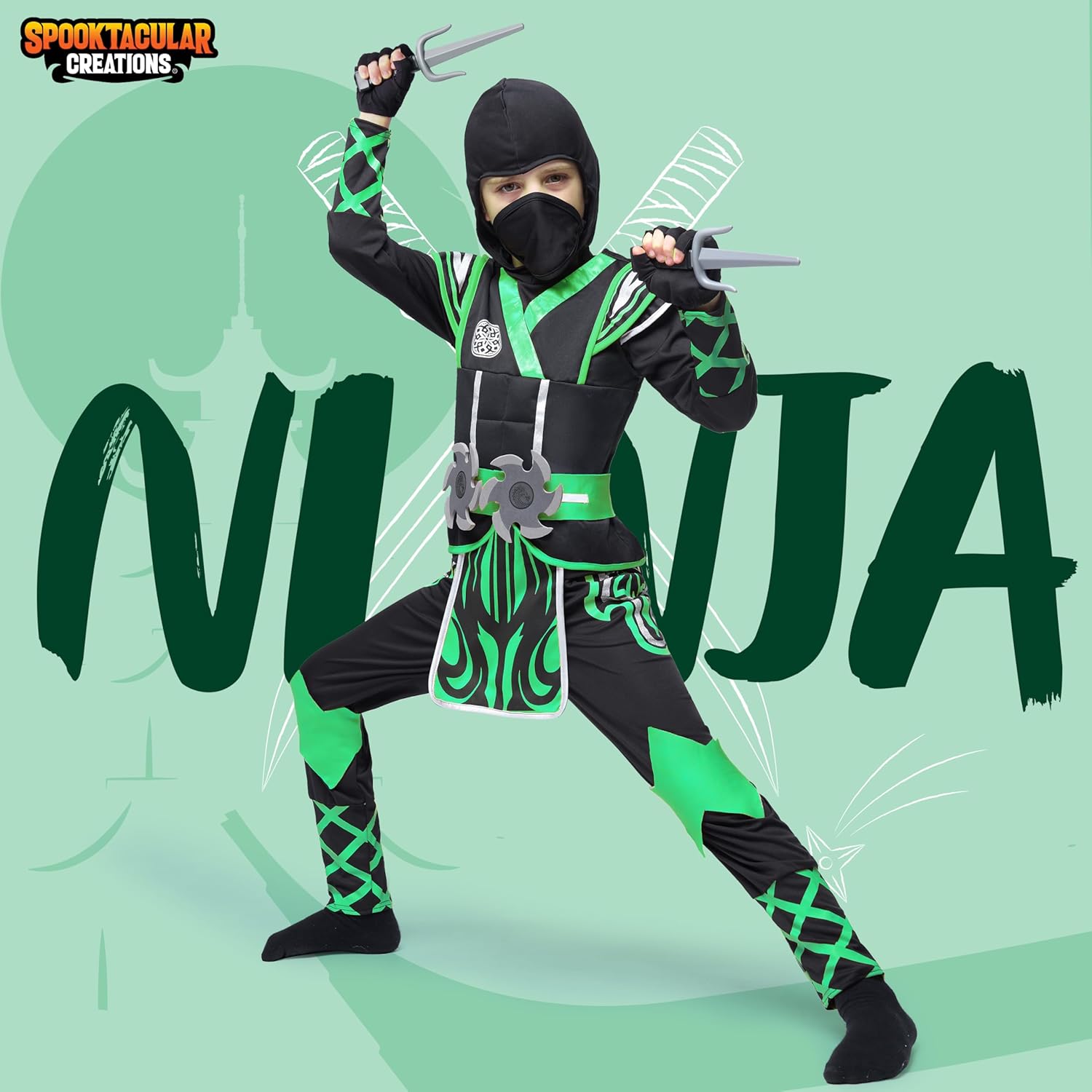 Spooktacular Kids Ninja Costume for Boys - Action-Packed Halloween Fun