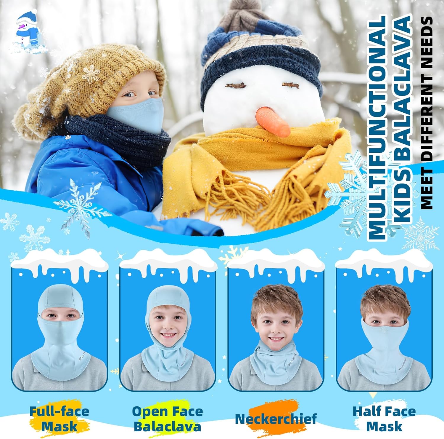 ICOCOPRO Kids Windproof Thermal Face Mask - Balaclava for Skiing More