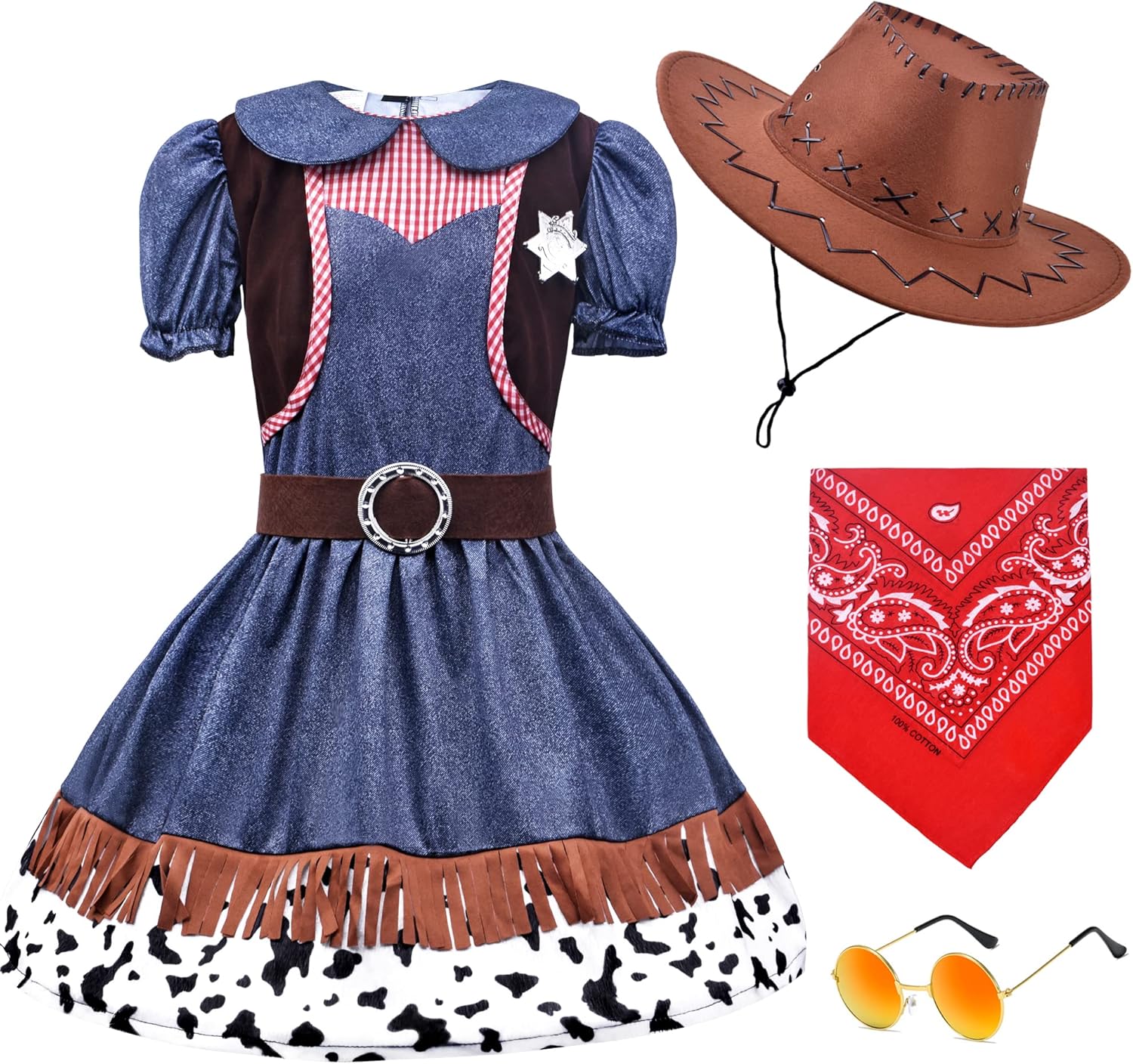 Cool 4-Piece Kids Cowboy and Cowgirl Costume Set