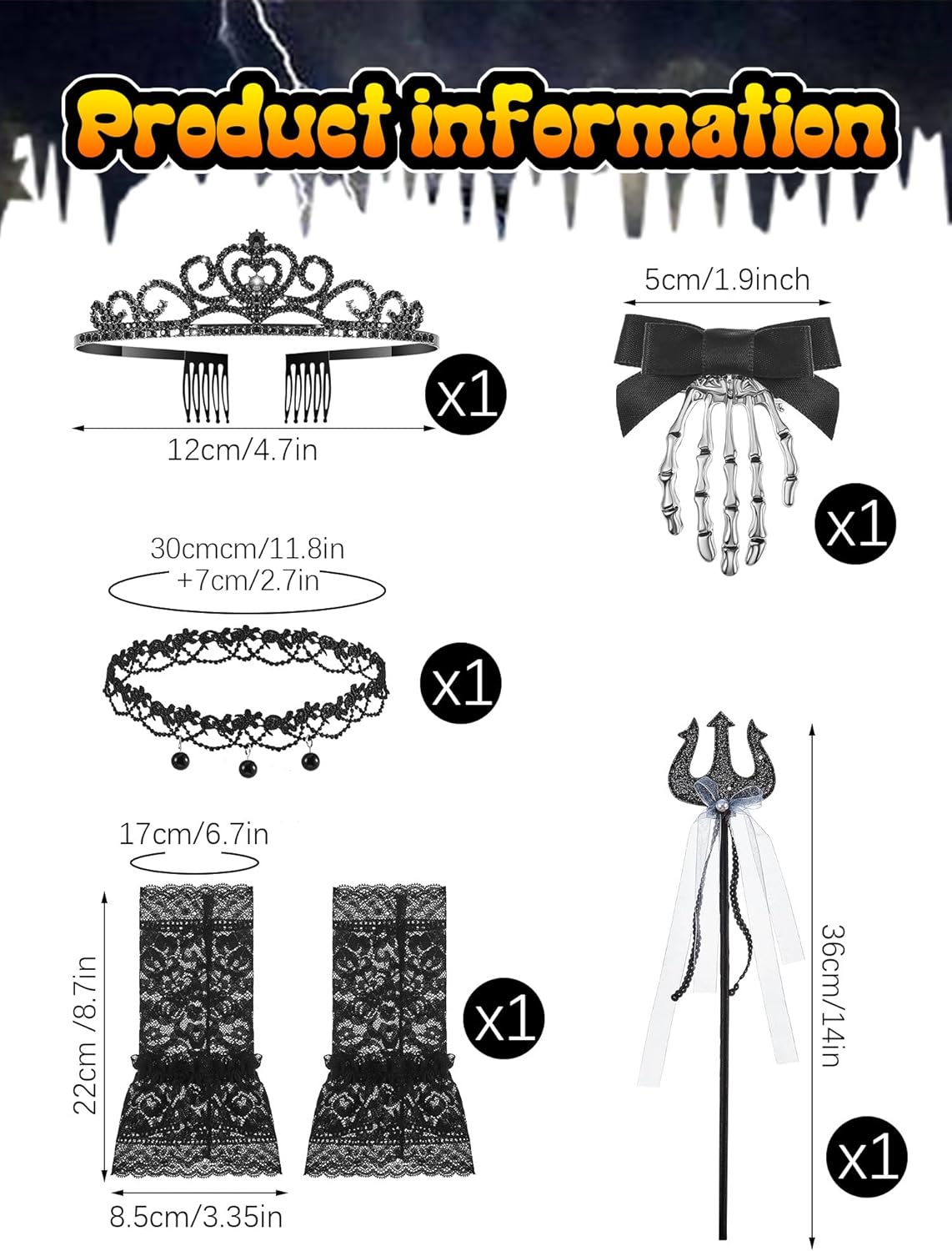 6-Piece Girls Halloween Skeleton Mermaid Costume
