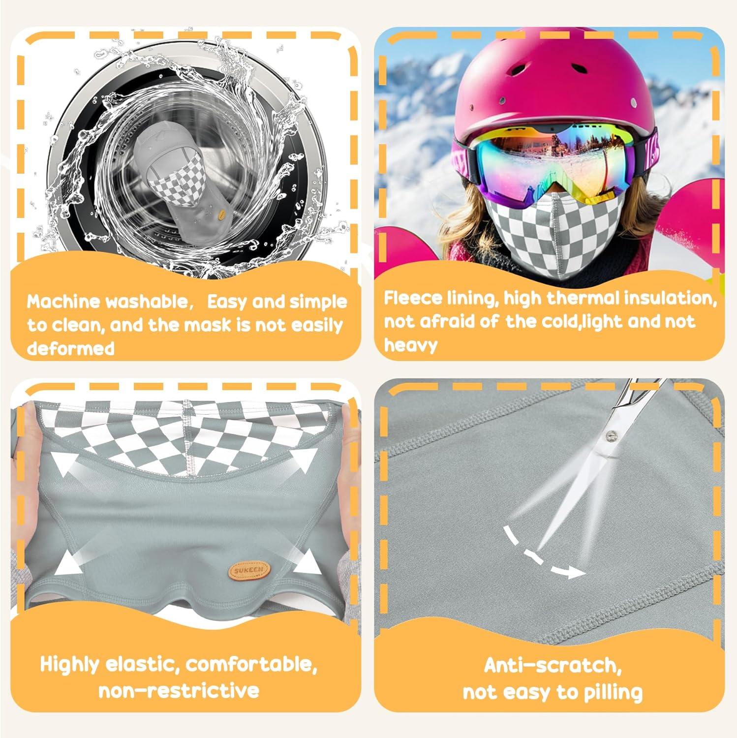 Warm Balaclava Ski Mask with Neck Gaiters for Kids - Best Winter Protection
