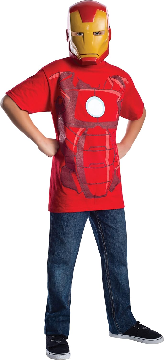 Marvel Avengers Assemble Iron Man T-Shirt Mask Red Medium