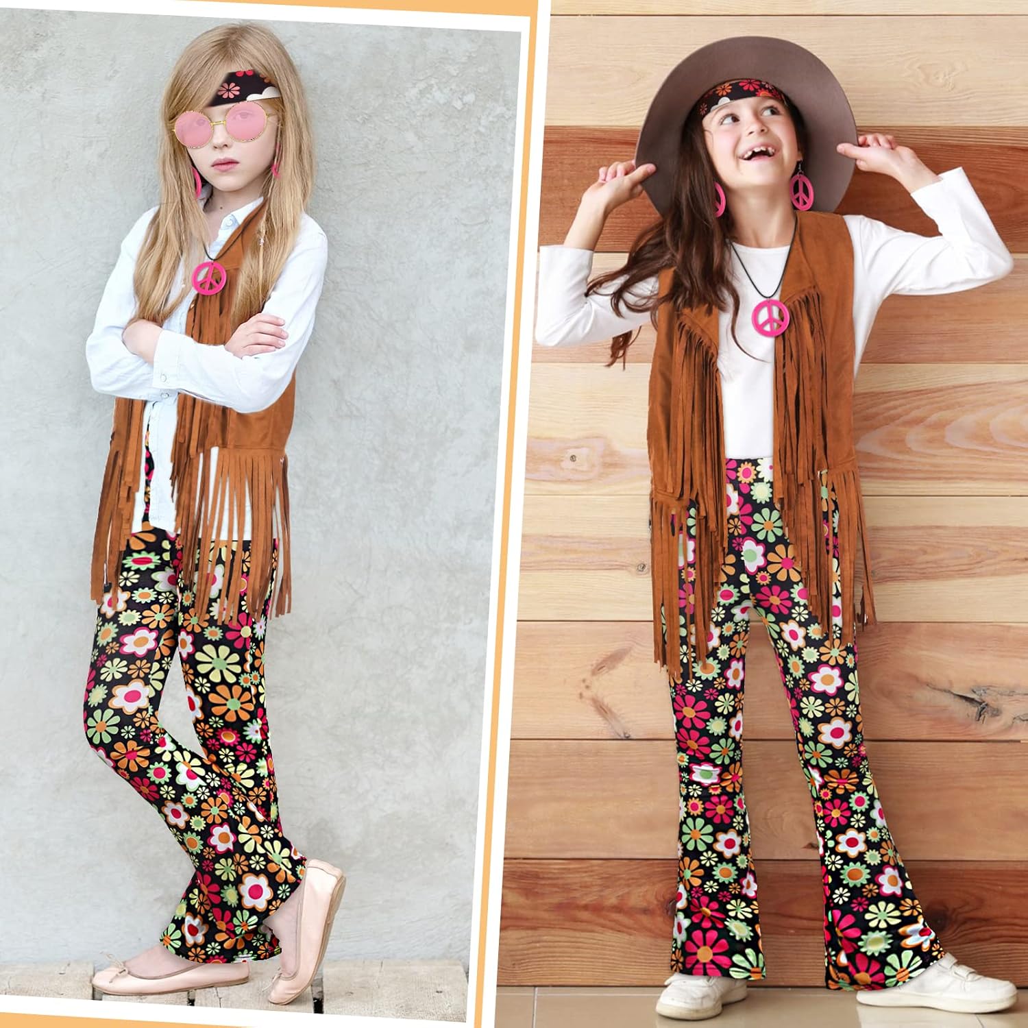 Jenaai 60s 70s Hippie Outfits for Girls