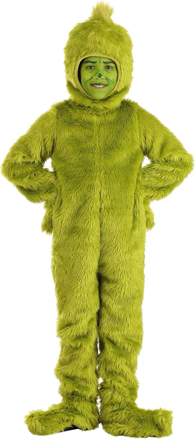 Perfect Dr Seuss The Grinch Costume Open Face Faux Fur
