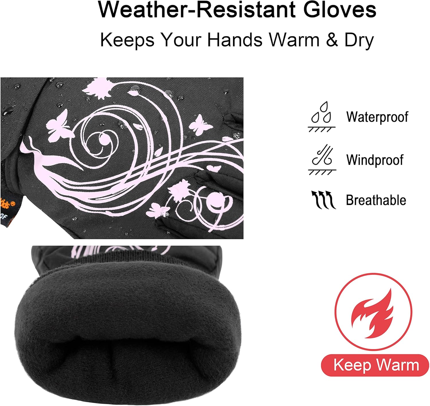 Cotton Kids Waterproof Snow Gloves