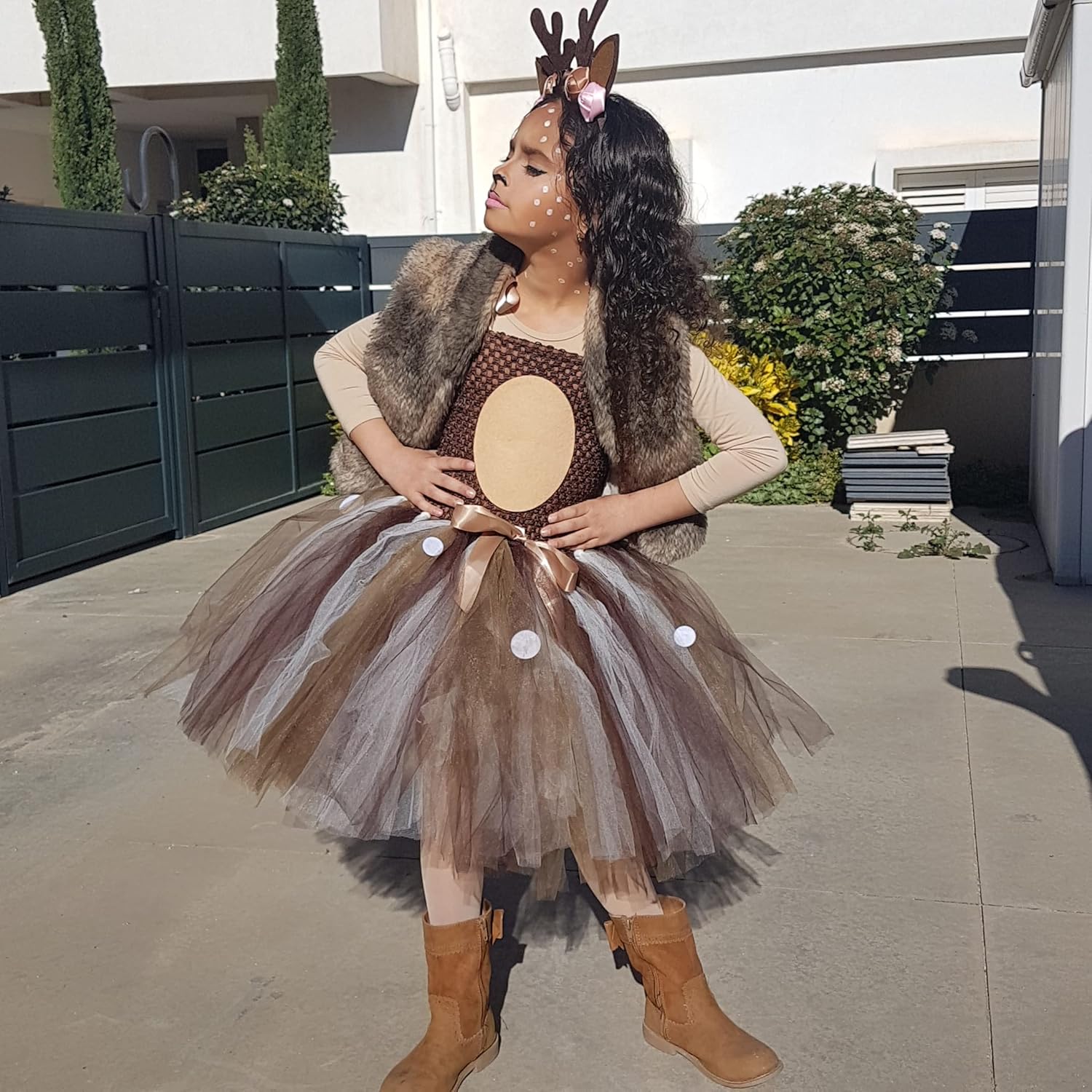 Girls Deer Costume Tutu Dress for Halloween and Christmas