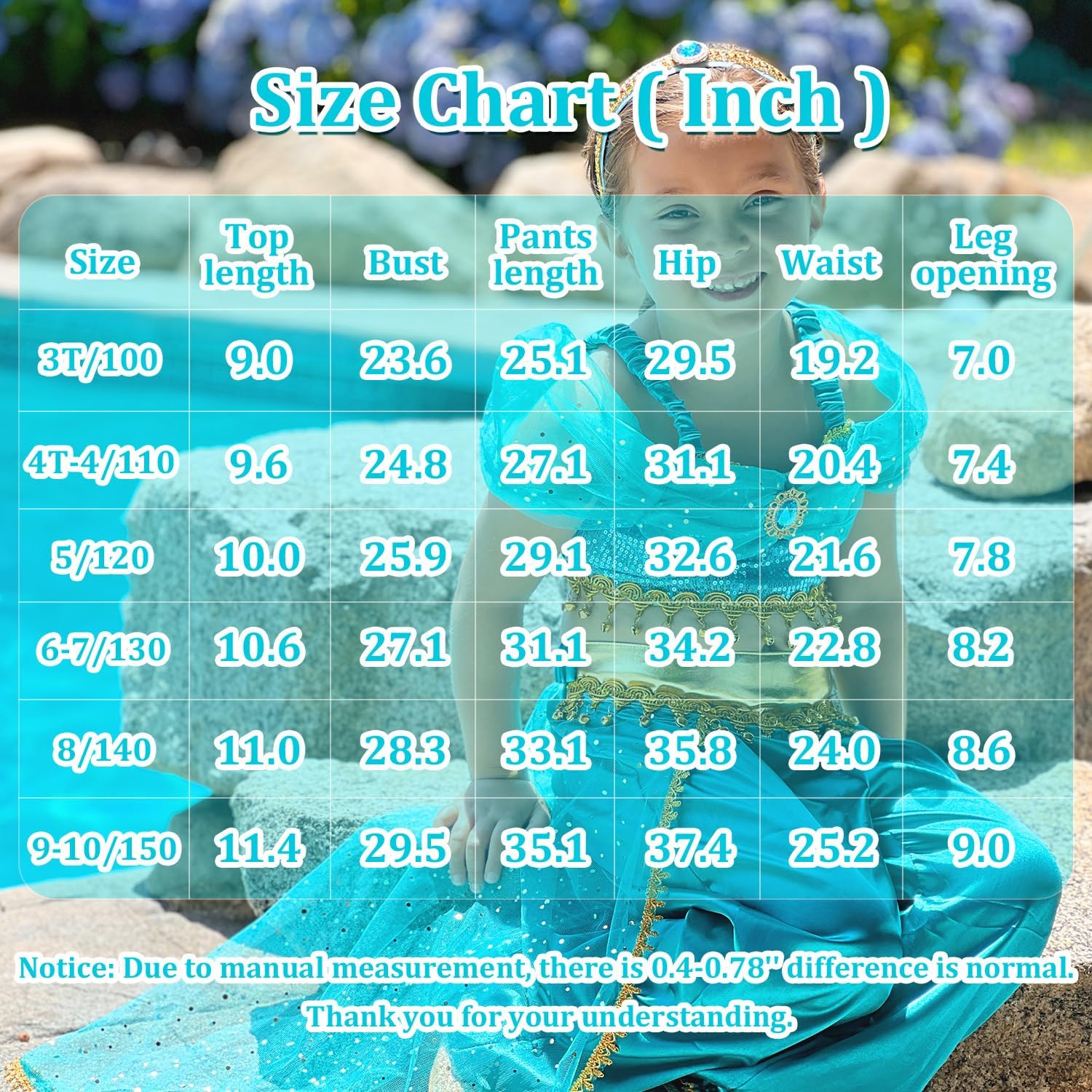 Shining Arabian Princess Costume For Girls Party Time in Brightest Blue