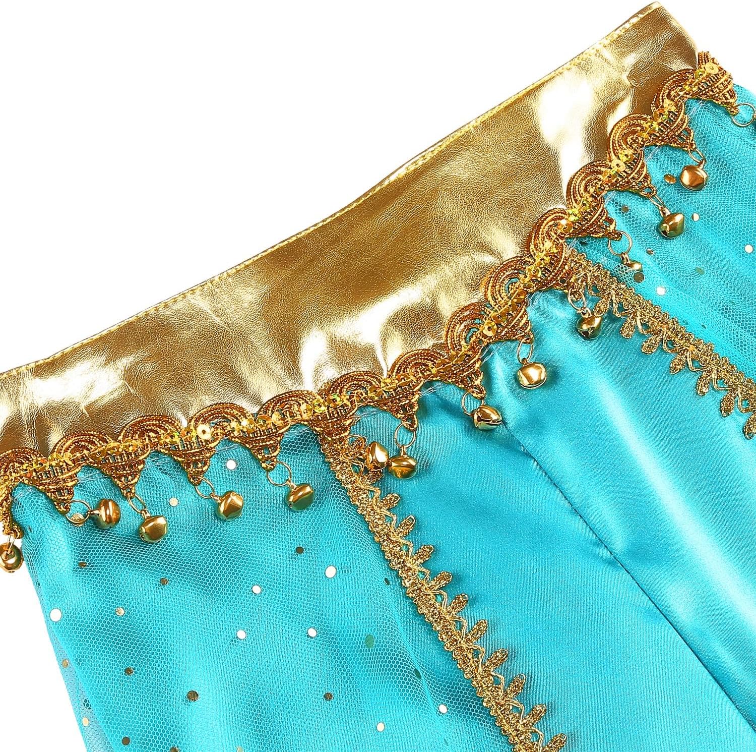 Shining Arabian Princess Costume For Girls Party Time in Brightest Blue