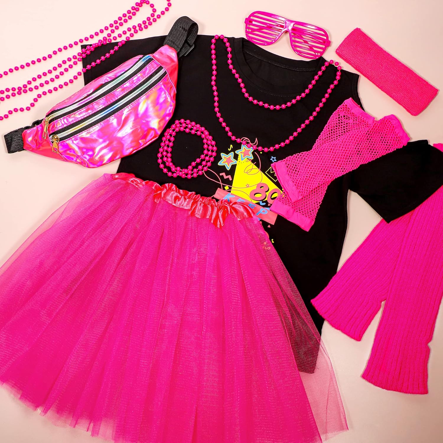SOMSOC 13-Piece 80s Girl Costume Accessory Set